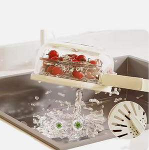 <span class=keywords><strong>Panier</strong></span> à légumes et à <span class=keywords><strong>salade</strong></span> multifonctionnel à double couche avec poignées pliables et couvercle Boîte de rangement et poubelle pratiques - Product Image 5