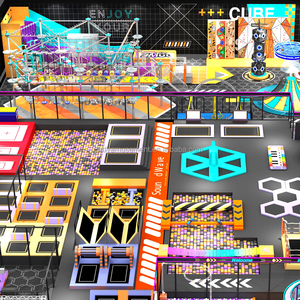 Grand parc de trampolines interactif pour enfants, aire de jeux intérieure commerciale de 500 m², thème sportif, fitness, château gonflable - Product Image 1