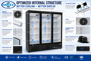 Refrigerador Comercial con Puerta de Vidrio para Exhibición de Bebidas, para Supermercados y Tiendas de Conveniencia, con Iluminación LED, OEM, DDU Comercial - Product Image 5