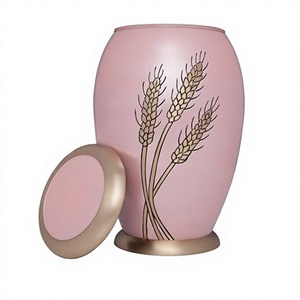 Dernières Urnes funéraires humaines gravées en laiton rose pour funérailles de crémation de bébé de blé - Product Image 1