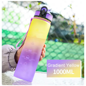 Botella de Agua Deportiva Personalizada con Diseño Delgado, 1000ML, en Stock, con Escala Graduada, Color Degradado, Portátil, con Pajita, para Gimnasio - Product Image 2