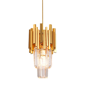 Lustre moderne en cristal doré et aluminium avec hauteur réglable, douille E27 pour éclairage intérieur de maison et villa - Product Image 2