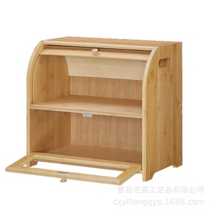 Bamboo Double Layer Bread Box With Wooden Lid <b>Kitchen</b> Storage For Bread And Food Freshness Preservation - Product Image 5