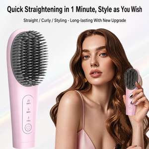 <span class=keywords><strong>Spazzola</strong></span> Lisciante <span class=keywords><strong>per</strong></span> <span class=keywords><strong>Capelli</strong></span> 2-in-1 Senza Fili, Ricaricabile USB con Ioni Negativi - Product Image 1