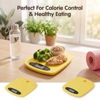 Balance alimentaire de cuisine portable et précise, compacte, avec écran LCD jaune, bouton de réglage, pour la pâtisserie domestique et la préparation de biscuits, avec trou de suspension et rangement intégré.