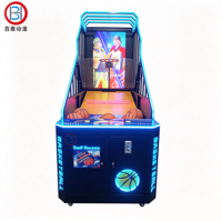 Machine de tir au basket-ball en métal avec fonction de lancer de ballon, design pliable et mobile, fonctionnement à monnayeur, écran LED, utilisation en intérieur