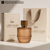 Botella de Perfume Vacía de Vidrio Esmerilado Ámbar de 100 ml con Cuello Prensado, Base Gruesa, Atomizador, Logotipo Personalizado, Fragancia de Lujo