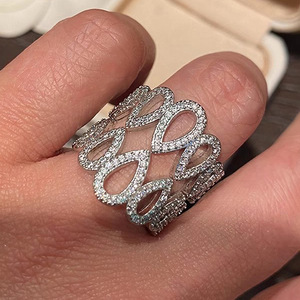 <b>Adjustable</b> Open Teardrop <b>Ring</b> for Women Hollow Sparkling Fashion Jewelry Wholesale - Product Image 6