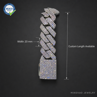 Bracelet gourmette cubaine de luxe 20 mm, chaîne Bling Bling, fabricant certifié REACH, vente en gros de bijoux en vrac, bracelet gourmette cubaine
