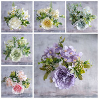 Bouquet de fleurs de roses et de pivoines, camélia décoratives, pour mariage, pour la maison, MW66778