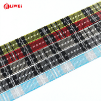 Ruban en polyester Liwei léger, écologique, durable, imitation nylon, jacquard octogonal, motif pied-de-poule, à carreaux
