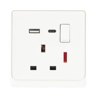 Usine ABUK, panneau PC blanc UK, 3 gangs, 4 gangs, maison 13A, prise électrique universelle multifonctionnelle USB C, interrupteur mural, prise de courant
