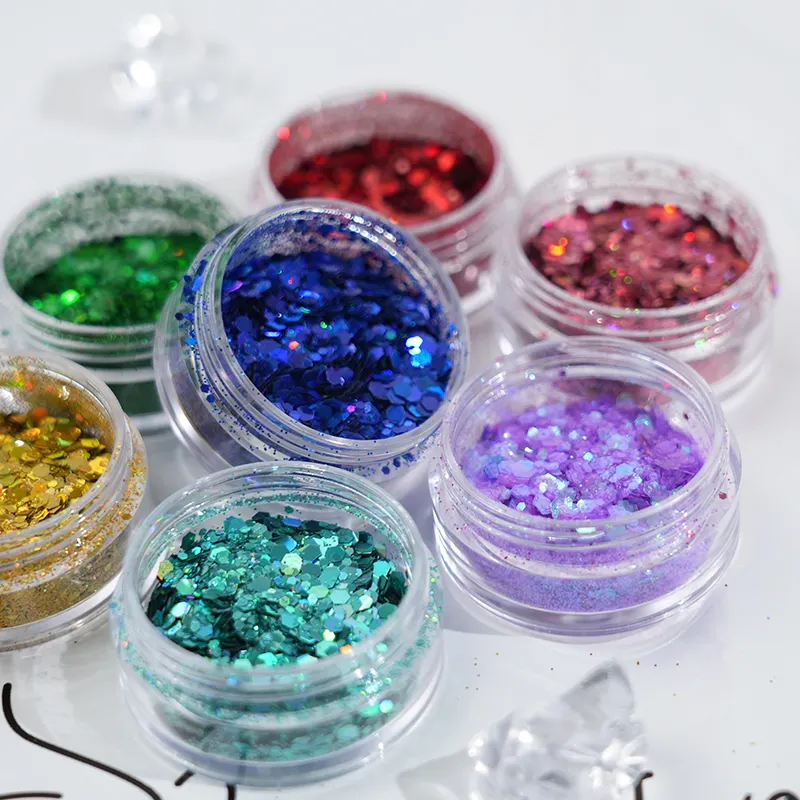 Разноцветные пигментные блестящие тени для век