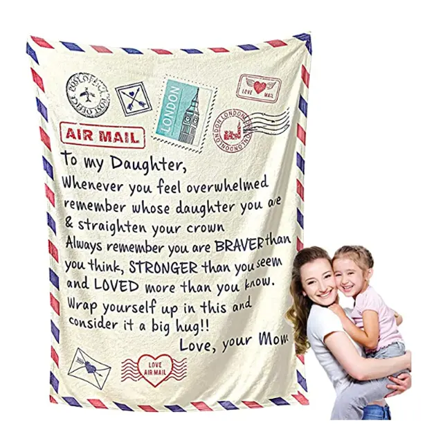 2021 Hot Sale Knit Baby Envelope Blanket Printed Air Mail Throw Letter Blanket For Christmas Birthday Special Occasions Gift