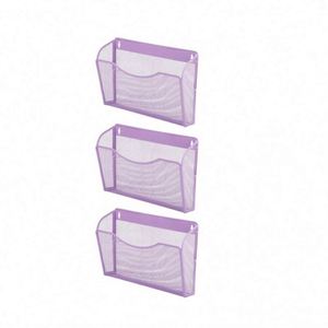 Wall Mounted Detachable 3 Tiers Hanging <b>File</b> Organizer Metal Mesh Magazine Document Holder With Screws - Product Image 6