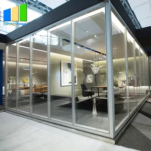 EBUNGE Modern Furniture Aluminium Profile Office Wall Dividers Soundproof Partition Glass Wall