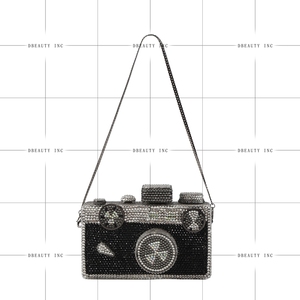 Women Vintage <b>Camera</b> Crystal Evening <b>Bag</b> Dazzling Rhinestones Clutch Purse Chic Handbag for Wedding Guest Theme Party - Product Image 4