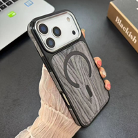 Coque de protection minimaliste en grain de bois magnétique antichute et antichoc résistante aux rayures pour iPhone 17 Pro Max et 17 Air