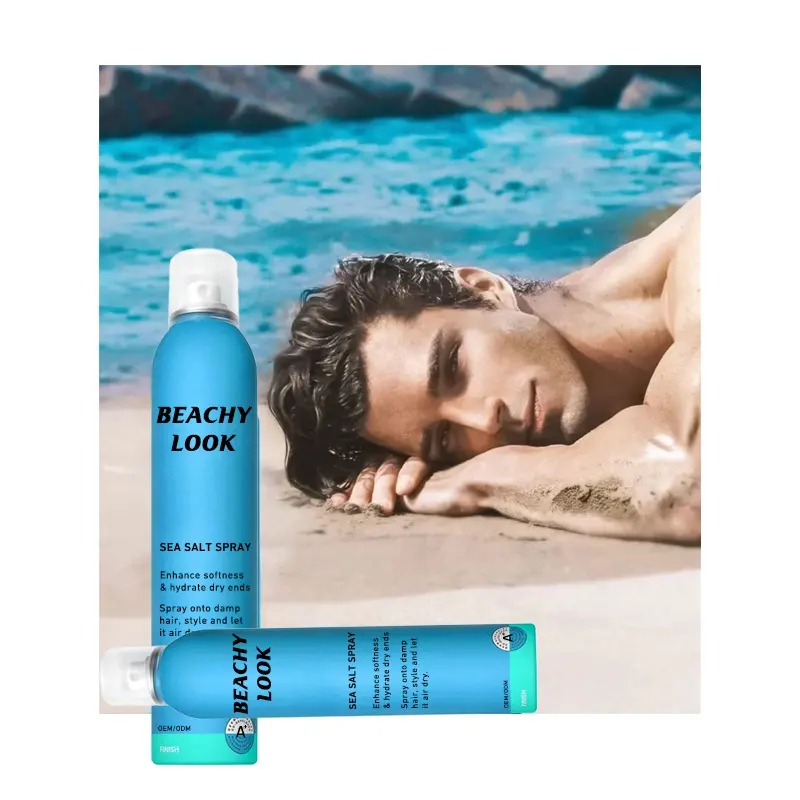 Private label strong hold custom highlight lightening volume aloe vera sea salt spray for men for men