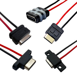 Không thấm nước nữ Chassis nối Loại C hàn cáp 2 lõi tích cực và tiêu cực sạc Ổ cắm USB3.1 giao diện 2P - Product Image 1