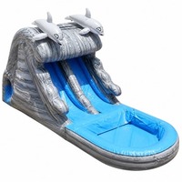 Toboggan aquatique gonflable gris de 12 pieds pour les fêtes au bord de la piscine et les jeux aquatiques