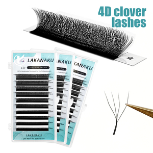 Extensions de cils personnalisées avec logo, souple, 0.07 YY, plateaux de cils en vison Clover, fournitures de cils pré-faits, volume noir mat 4D W - Product Image 1