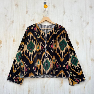 เสื้อแจ็คเก็ตผ้ากำมะหยี่ลายทาง ผลิตจากวัสดุเป็นมิตรต่อสิ่งแวดล้อม คอลเลคชั่นใหม่ ทรงปกติ สำหรับฤดูใบไม้ร่วง ฤดูหนาว ฤดูใบไม้ผลิ ผลิตด้วยมือในอินเดีย คุณภาพพรีเมียม แบบยูนิเซ็กส์ ใส่ได้สองด้าน - Product Image 1