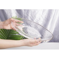 Assiette en verre sodocalcique écologique vintage de luxe avec bord doré, diamètre 20,5 cm, transparente, logo personnalisé, promotionnelle