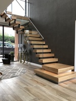CBMMart Free Design Dalle de noyer Loft en granit Escaliers d'intérieur pliants en bois Escaliers droits flottants