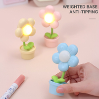 Veilleuse Fleur Mignonne en Pot, Applique Murale à Base Stable, Ornement Alimenté par Pile Bouton, Veilleuse en Pot