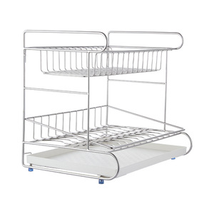 Japanese Style Draining Dish Rack 304 Stainless Steel With Tray Quick Dry Multipurpose Kitchen Storage Square Shape - Product Image 5