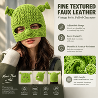 Bonnet en tricot au crochet personnalisé Shrek, motif dessin animé, avec oreilles tentacules 3D, en acrylique doux, pour fêtes à thème anime, festivals et rassemblements