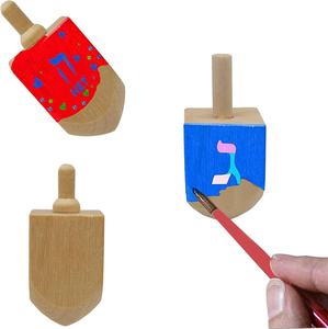Kustom kayu alami yang belum selesai Chanukah <span class=keywords><strong>Dreidel</strong></span> desain Anda sendiri untuk usia 5-7 tahun - Product Image 1