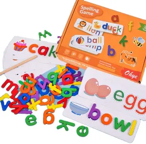 Penjualan laris mainan Puzzle pendidikan dini anak-anak, Set kartu belajar huruf Inggris 26 kata mengeja
