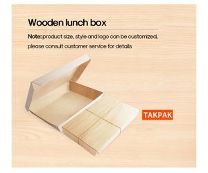 Variedad adecuada de entornos Caja Bento plegable Caja de sushi para microondas de una pieza Contenedor de comida para llevar Siamés de madera - Product Image 2