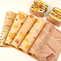Papier anti-graisse pour emballages de restauration rapide, hamburgers, sandwichs, frites, pizzas, chips, emballages personnalisés imprimés, boîte à gâteaux en PE