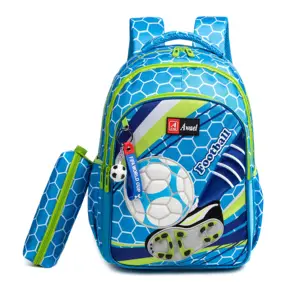 Conjunto de mochila escolar a precio competitivo, mochilas de fútbol para niños, mochila personalizada con cremallera de poliéster para niños