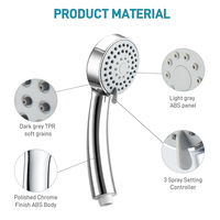 Pommeau de Douche à Main ABS Chromé Haute Pression 3 Modes de Jet Économiseur d'Eau Design Moderne pour Salle de Bain - Vente Flash