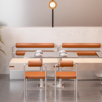 Mobilier d'hôtel commercial de cantine de chaise d'acier inoxydable de style industriel pour la combinaison de table et de chaise de salle à manger de restaurant