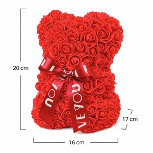 Artificial Red <b>Rose</b> Teddy Bear 16x17x20 Cm With Led <b>Lights</b> Romantic Gift For Valentine's Day - Product Image 2