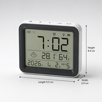 Jam Alarm Digital Meja Isi Ulang Bentuk Kotak dengan Termometer-Higrometer, Tampilan Kalender, dan Lampu Latar Elektronik untuk Rumah dan Kantor