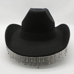 Sombreros Fedora con Pedrería para Festivales, Sombreros de Vaquero de Fieltro de Poliéster y Algodón para Hombre, Venta al Por Mayor - Product Image 1