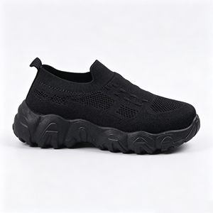 Vente en gros usine : Mules sneakers pour femmes, à enfiler, en tricot ajouré duveteux, à plateforme épaisse antidérapante, pour la marche - Product Image 2