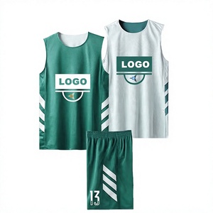 DAIZEN STAR Basketball Jersey Set Green White Sleeveless Mesh Sublimated Moisture Wicking Polyester Adult Unisex V-neck Regular - Product Image 1