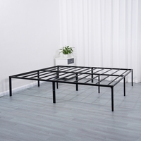 Lit double en acier de style moderne, pliable, assemblé, cadre de lit en métal, pour la maison, l'école, l'appartement