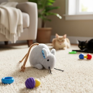 Juguete de Peluche Ratón Yommy de 11.5 cm para Gatos, Juguete Interactivo para Mascotas - Product Image 3