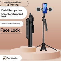 C12 dengan 2 Lampu Baru 18m Smart AI Pengenal Wajah  Self-timer Ponsel untuk Lampu Isi Ulang Rotasi 360 Derajat Berbahan Alloy Berkaki Empat