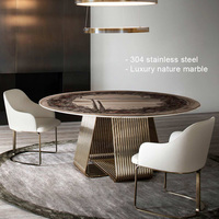 Ensemble de table à manger design 2023, 6 chaises, plateau en marbre italien de luxe de 60 pouces, pieds en métal, pour appartement, hôtel, salle à manger