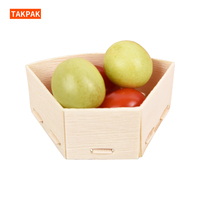 Houten waaier-vormige saladekom, fruitsnack-serviesplateau, houten voedselbox