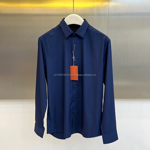 Chemise habillée blanche à manches longues pour homme, col Loro, couleur unie, formelle, infroissable, en popeline - Product Image 3
